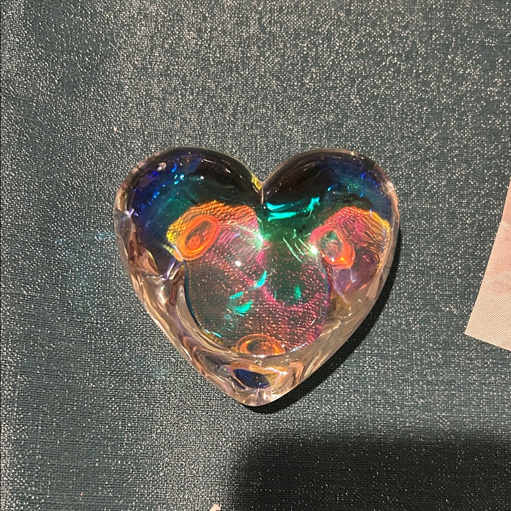Iridescent Heart-Shaped Glass Art Piece